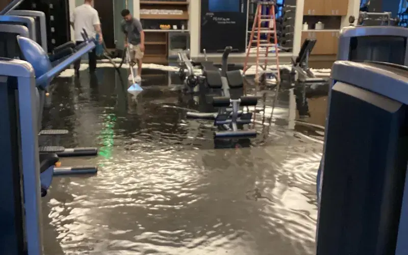 A commercial interior under water damage restoration in the Lake Travis Hill Country